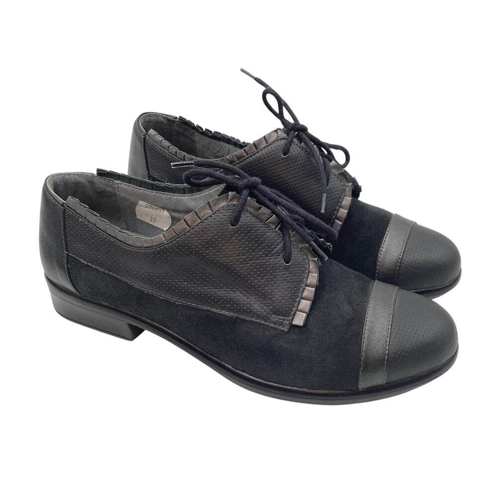 Naot Yama Ruffled Suede & Leather Comfort Oxfords - EU 39 / US 8-8.5 gray - Picture 2 of 6